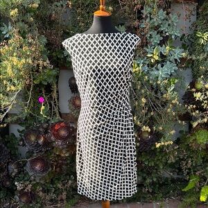 Lauren Ralph Lauren Black and White Sheath Midi Dress